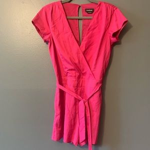 bebe bright pink romper